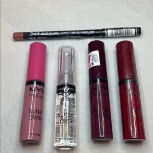NYX Butter Gloss + Lip Liner Bundle! Pink, Clear, Burgundy, Red! Free samples!